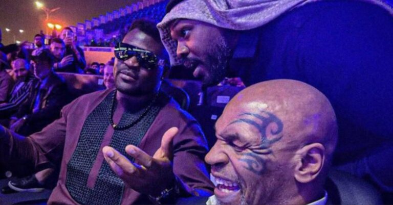 Video – Jon Jones shares a laugh with Francis Ngannou and ‘Iron’ Mike Tyson at  PFL vs. Bellator event