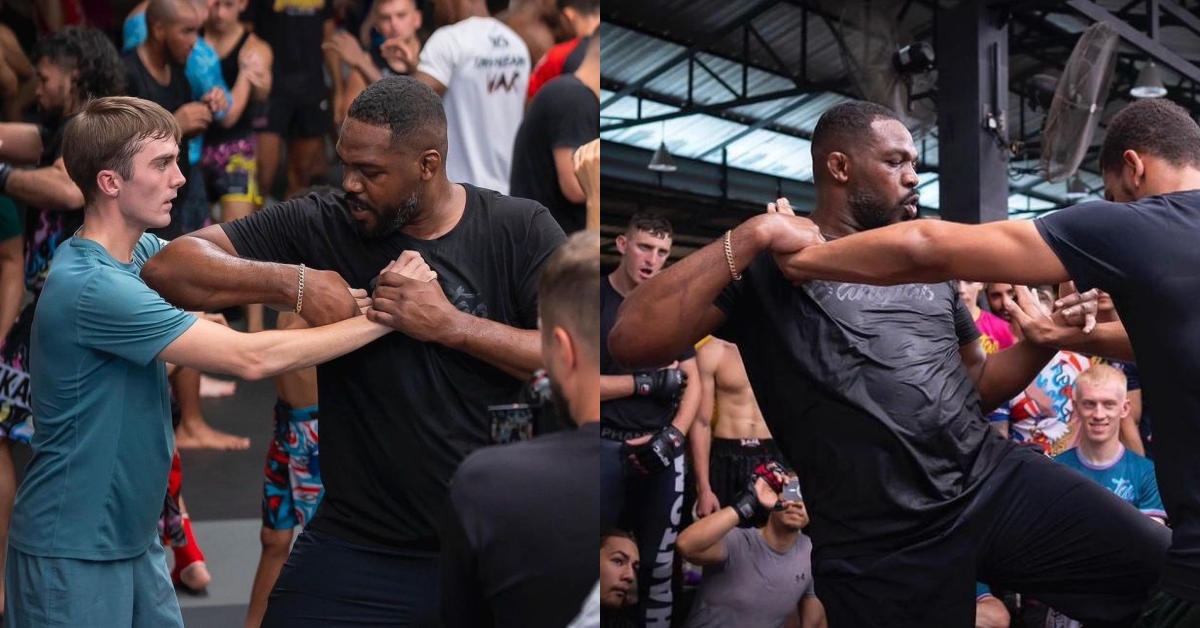 Video – UFC star Jon Jones shows off slicing elbow technique during seminar at Bang Tao MMA in Thailand