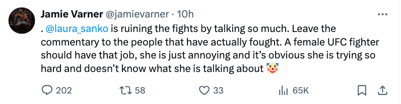 UFC star Daniel Cormier quits NCAA wrestling commentary gig amid fan backlash: 'Guys, I'm out' 4 Jamie Varner Laura Sanko UFC on ESPN 53 tweet 2