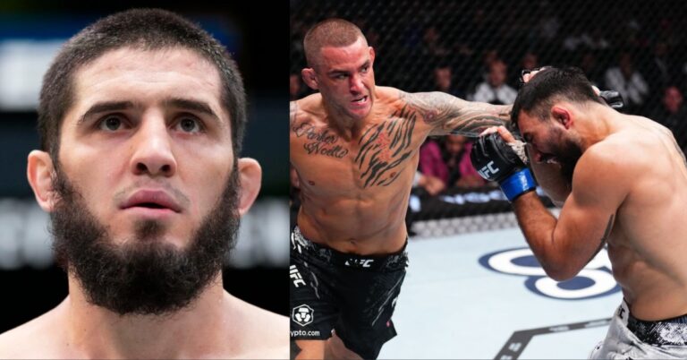 Islam Makhachev comments on Dustin Poirier’s brutal second-round knockout of Benoit Saint-Denis at UFC 299