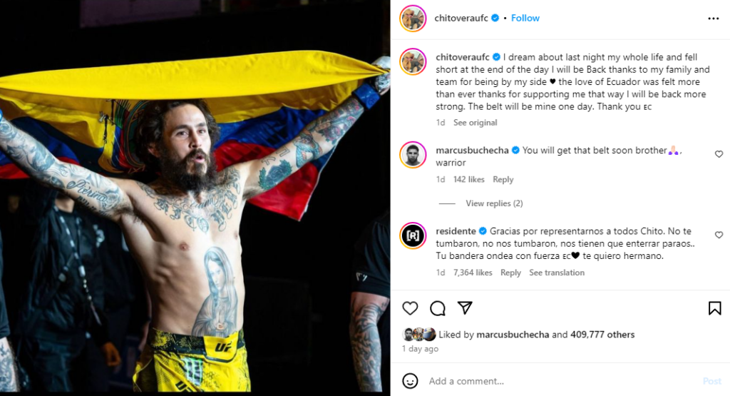 Marlon 'Chito' Vera promises to bounce back following brutal UFC 299 loss: 'The belt will be mine one day' 3 Marlon 'Chito' Vera