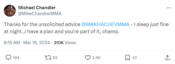 Michael Chandler confident he can dethrone Islam Makhachev: 'Styles make fights…I win this one' 2 Michael Chandler
