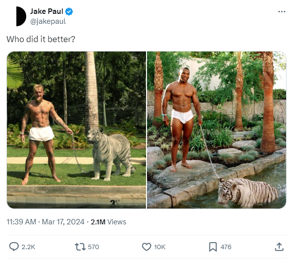 Jake Paul recreates Mike Tyson photo