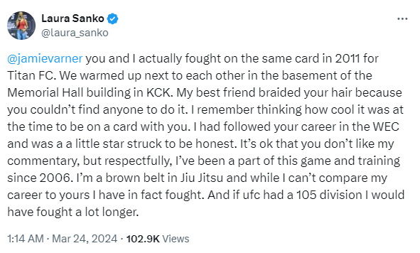 Laura Sanko replies to Jamie Varner