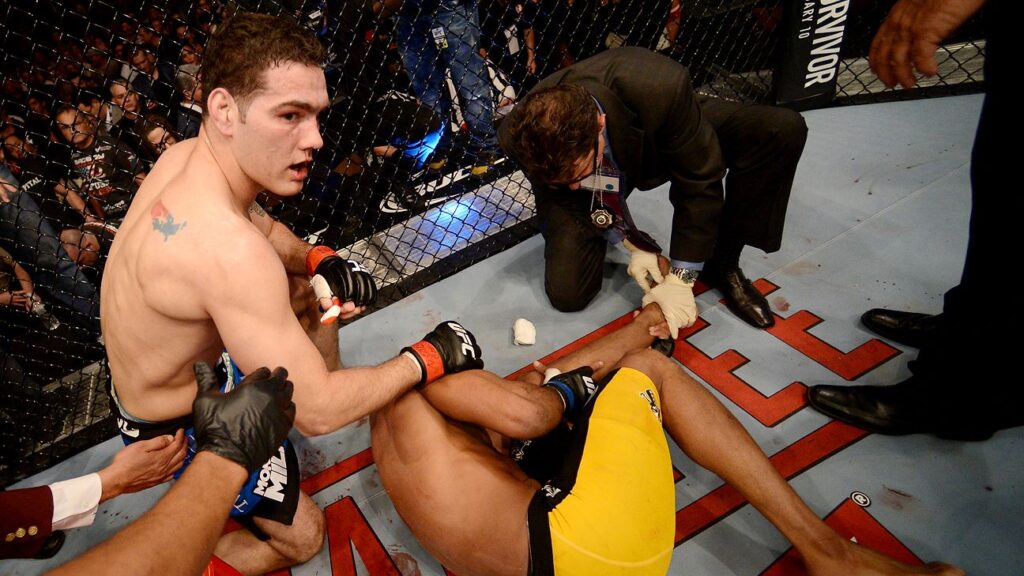 Chris Weidman and Anderson Silva at UFC 168