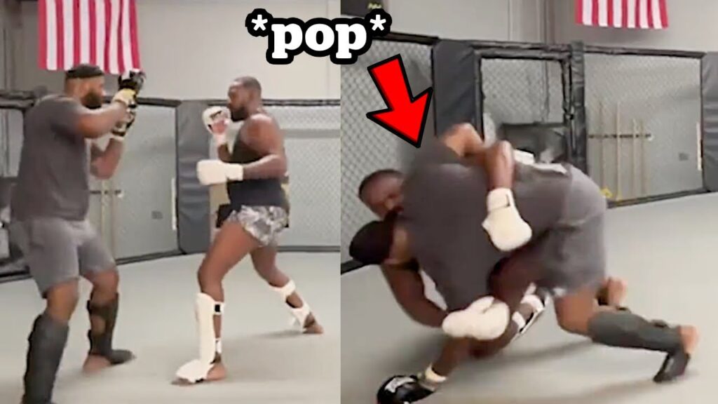 Video - UFC champion Jon Jones sends kid to the hospital after delivering vicious leg kick while training 2 Jon Jones tears his pectoral