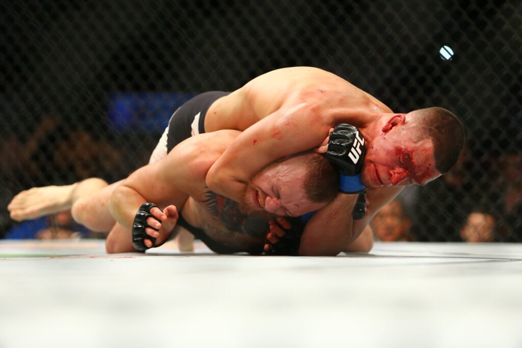 Nate Diaz gives '100% guarantee' he will complete his trilogy with UFC megastar Conor McGregor 2 Nate Diaz chokes out Conor McGregor