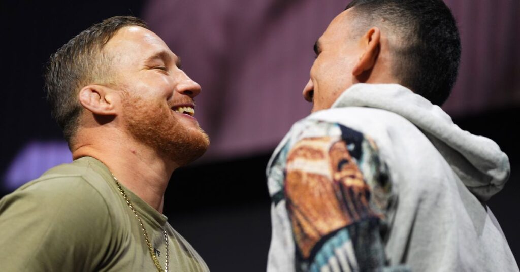 Justin Gaethje and Max Holloway face off