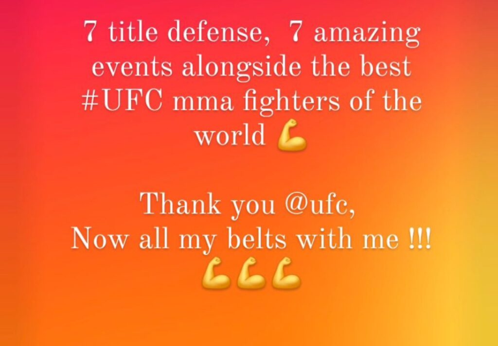 UFC icon Valentina Shevchenko poses with all 7 of her flyweight world titles: 'My belts are with me' 3 Valentina Shevchenko