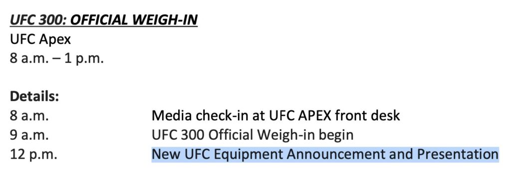 UFC Equipment Announcement related to eye pokes