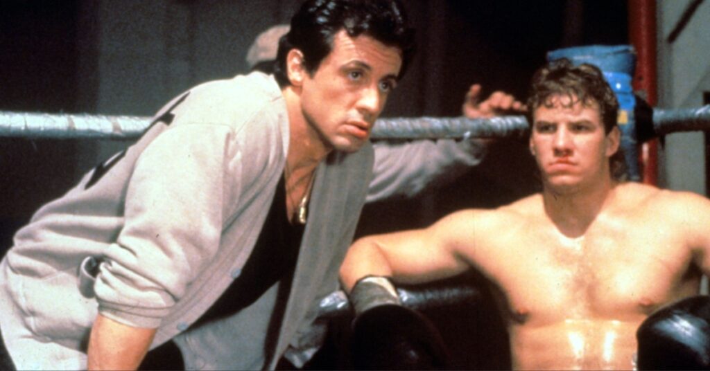 Sylvester Stallone and Tommy Morrison in Rocky V