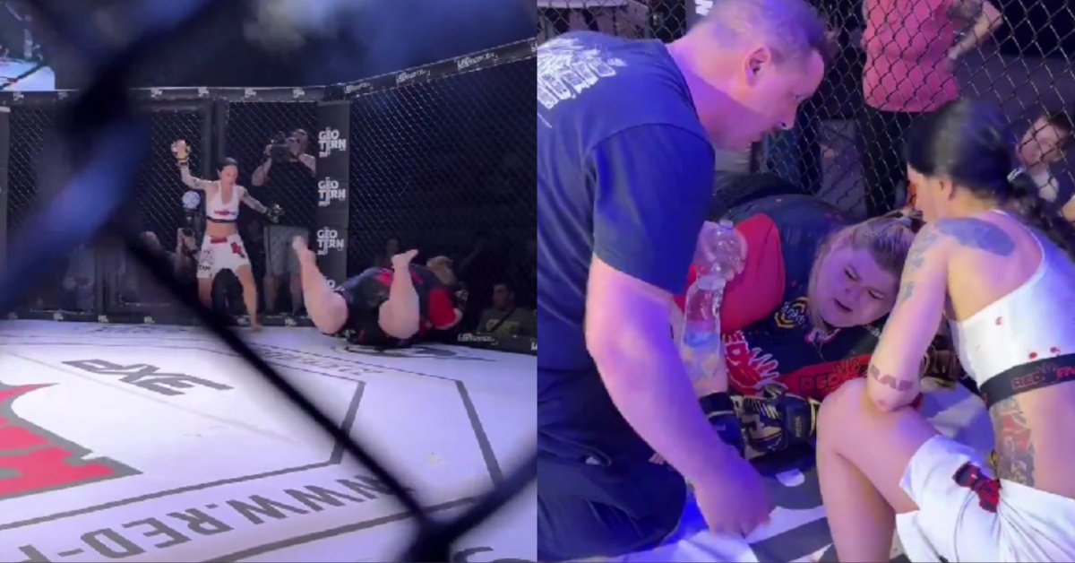 Video - MMA fighter falls face first into cage, accidentally knocks herself out