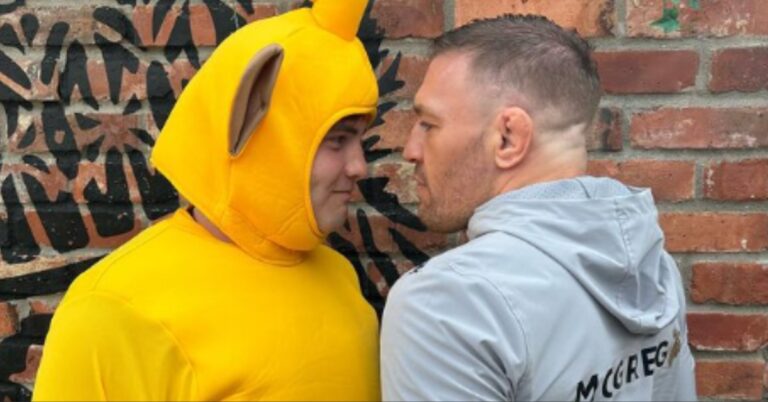 Conor McGregor announces Michael Chandler fight and squares off with a Teletubby, because why not?