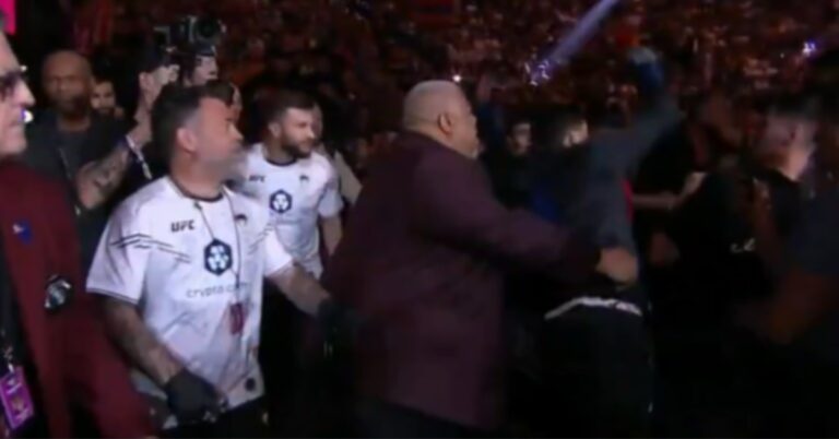 Arman Tsarukyan punches fan moments before his UFC 300 win over Charles Oliveira