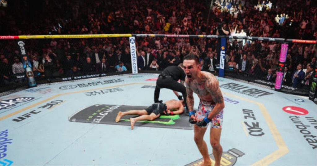 Max Holloway wins BMF title stops Justin Gaethje with face plant buzzer beating KO UFC 300 highlights
