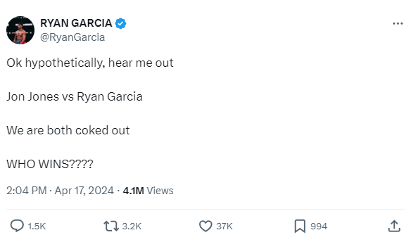 Ryan Garcia questions who would win in a hypothetical 'Coked Out' fight versus Jon Jones 3 Ryan Garcia
