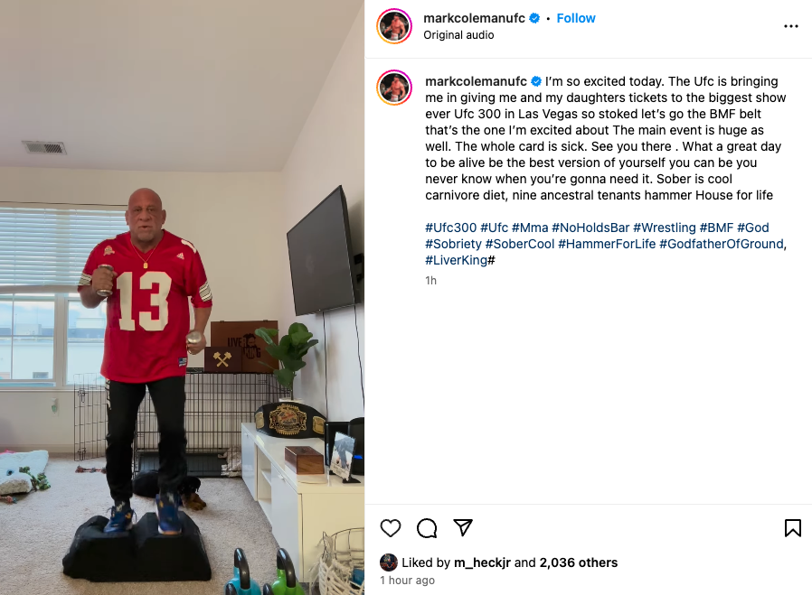 Mark Coleman declares himself the 'backup for every fighter' at UFC 300 weeks after nearly dying in fire 3 Mark Coleman