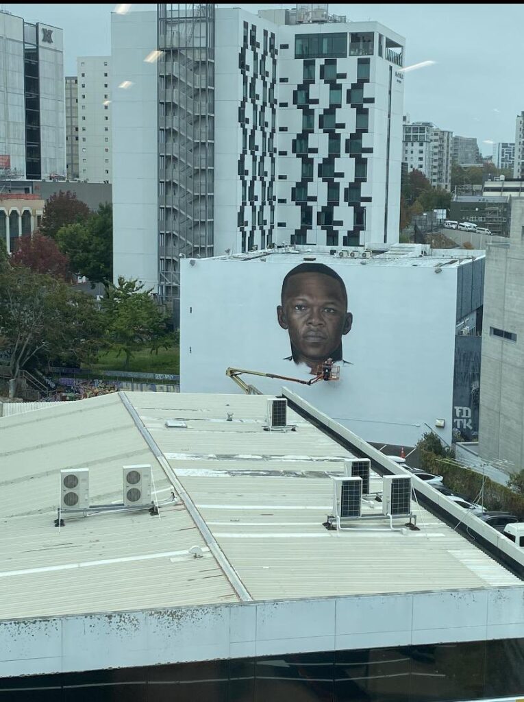 UFC star Israel Adesanya immortalized in massive mural by famous street artist Owen Dippie 3 Israel Adesanya