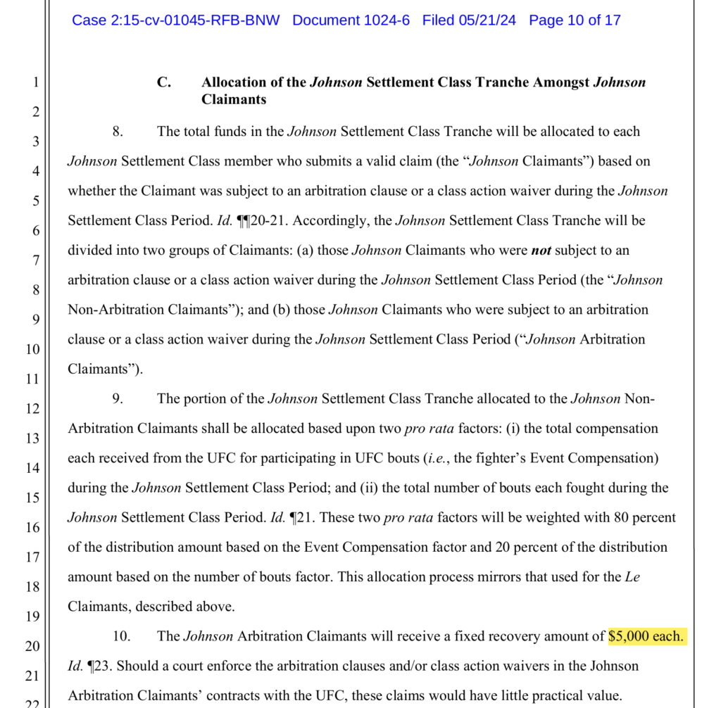 Documents reveal how the UFC's $335 million antitrust lawsuit settlement will be distributed to fighters 5 UFC lawsuit antitrust
