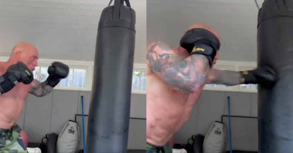 Video - 56-Year-Old UFC commentator Joe Rogan shows off his impressive power on the heavy bag