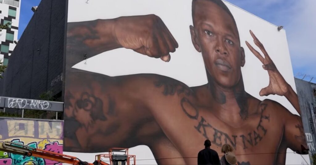 UFC star Israel Adesanya immortalized in massive mural by famous street artist Owen Dippie 4 Israel Adesanya