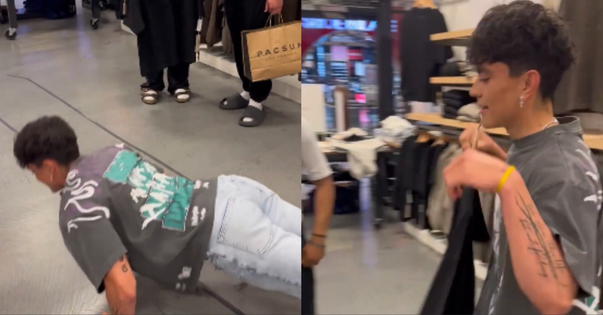 Video – UFC superstar Jon Jones buys Mall-Shoppers $100 shirts in exchange for 50 Push-Ups