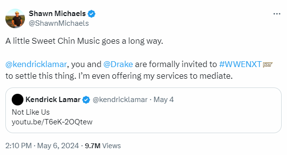 Shawn Michael Invites Drake and Kendrick Lamar to WWE
