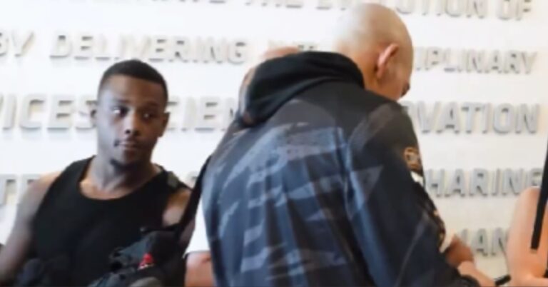 Video - Jamahal Hill called out for being a little too quiet during awkward encounter with Alex Pereira at the UFC PI
