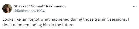 Shavkat Rakhmonov responds to Ian Machado Garry's post-UFC 303 callout: 'Ian forgot what happened during those training sessions' 3 Shavkat responds to Ian Machado Garry