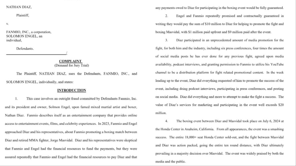 Breaking - Nate Diaz claims Fanmio screwed him out of $9 million for Masvidal fight, files lawsuit 3 Nate Diaz