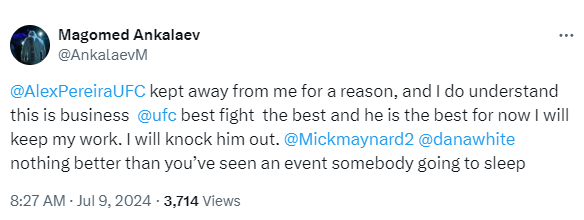 Magomed Ankalaev accuses the UFC of keeping Alex Pereira away from him: 'I will knock him out' 3 Magomed Ankalaev