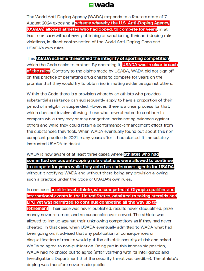 WADA Exposes USADA’s Hidden Doping Scandal: Athletes Allowed to Cheat for Years 2 USADA WADA