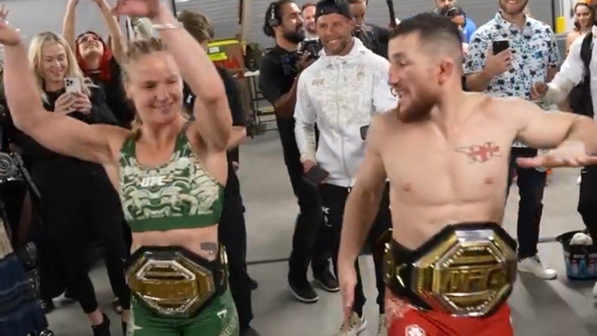 Watch: Merab Dvalishvili and Valentina Shevchenko Dance Together Backstage at UFC 306 1 Merab Dvalishvili Valentina Shevchenko