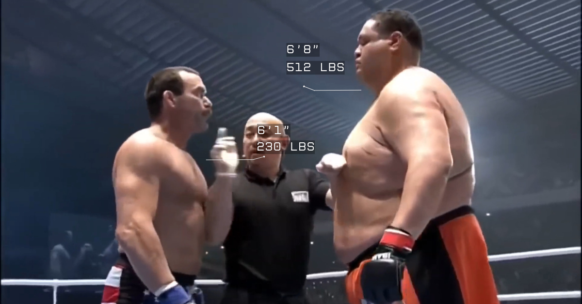 Watch: 500 lb Sumo Facing a UFC Veteran - The Epic Don Frye vs. Akebono Showdown 1 Watch: 500 lb Sumo Facing a UFC Veteran - The Epic Don Frye vs. Akebono Showdown