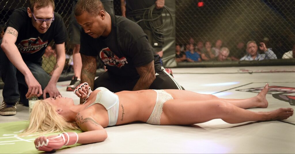 Watch - Blonde Bombshell Gets Brutally Choked Unconscious at Lingerie Fighting Championship Event
