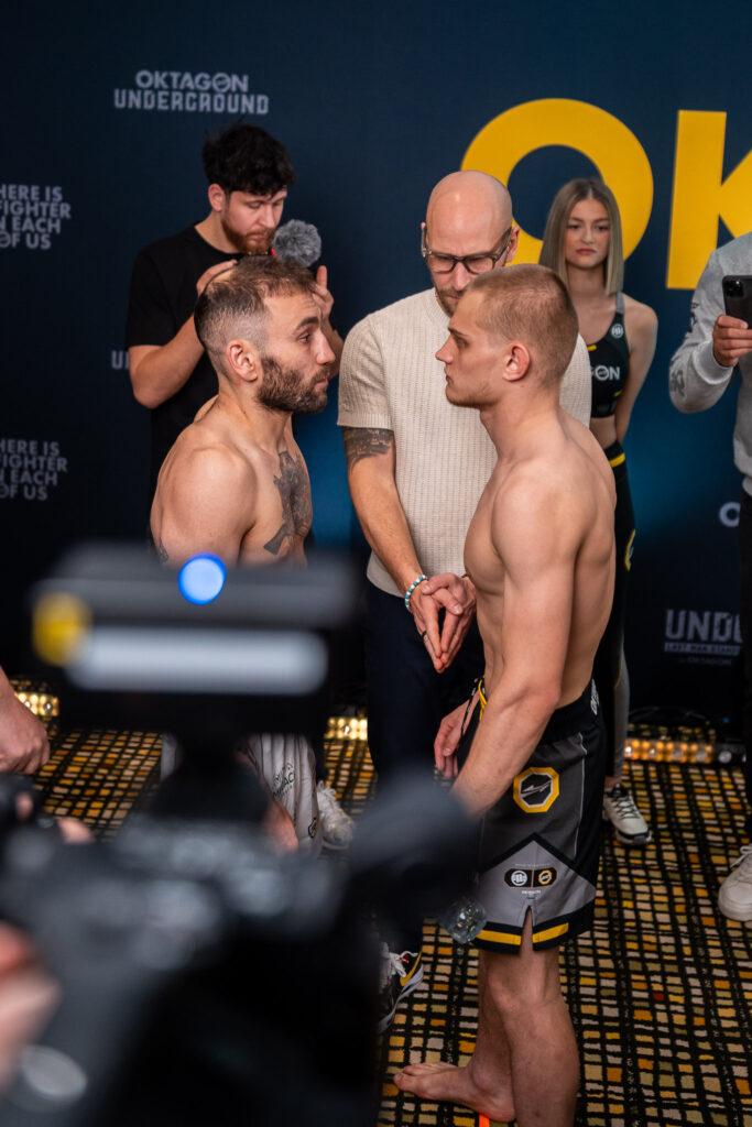 Tensions boil over between Deniz Ilbay and Max Holzer at Oktagon 69 Weigh Ins 2 OKT69W Kikinder low 094