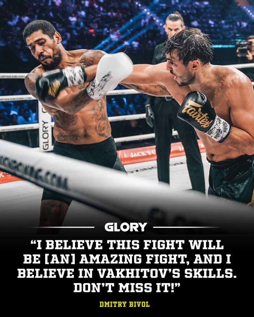 Dmitry Bivol quote of him picking Artem Vakhitov to win at Glory 100