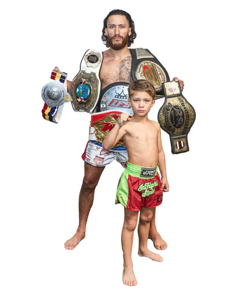 Exclusive| Diego Paez talks Muay Thai journey and fighting Johan Ghazali at ONE Fight Night 32 1 Diego Paez with son and belts