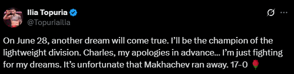 Ilia Topuria Reacts to UFC 317 Title Fight Against Charles Oliveira: 'It's Unfortunate Makhachev Ran Away' 4 image 7