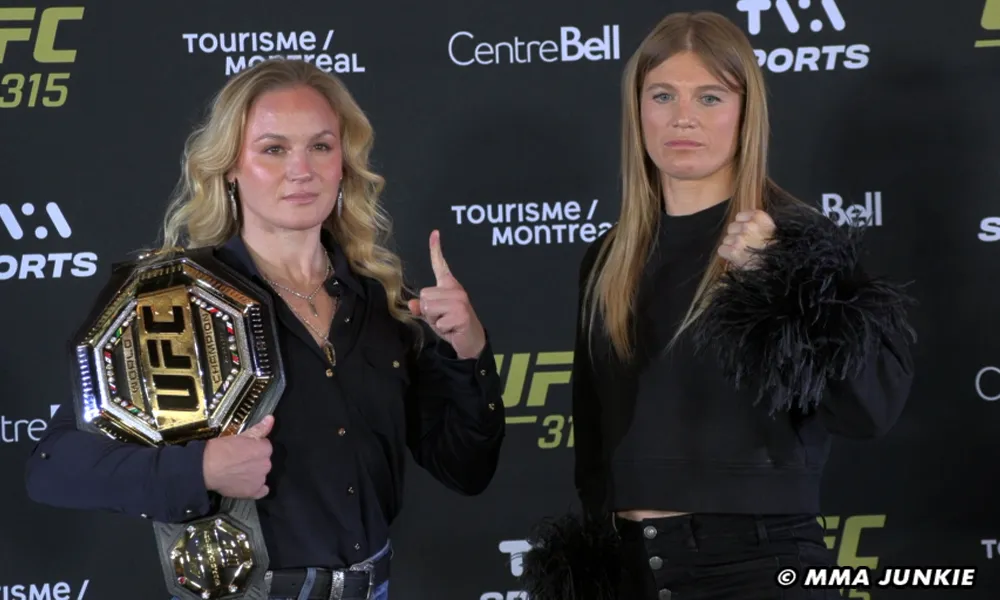 UFC Champ Valentina Shevchenko Fires Back at Manon Fiorot: 'I Don't Care About Her' 3 valentina shevchenko vs manon fiorot ufc 315 press conference faceoff 2