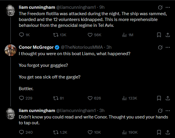Game of Thrones Star Roasts Conor McGregor After Flotilla Taunt "Didn’t know you could read and write" 1 liamconor