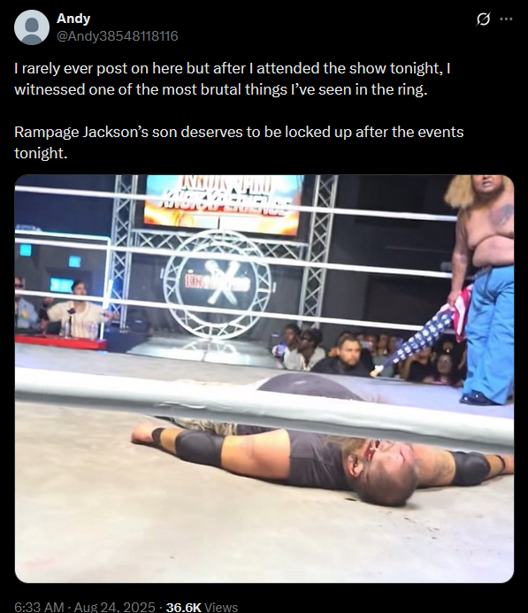 Rampage Jackson’s Son, Raja Jackson, Hospitalizes Wrestler During California Event - Possibly Deceased 2 raja jackson 2