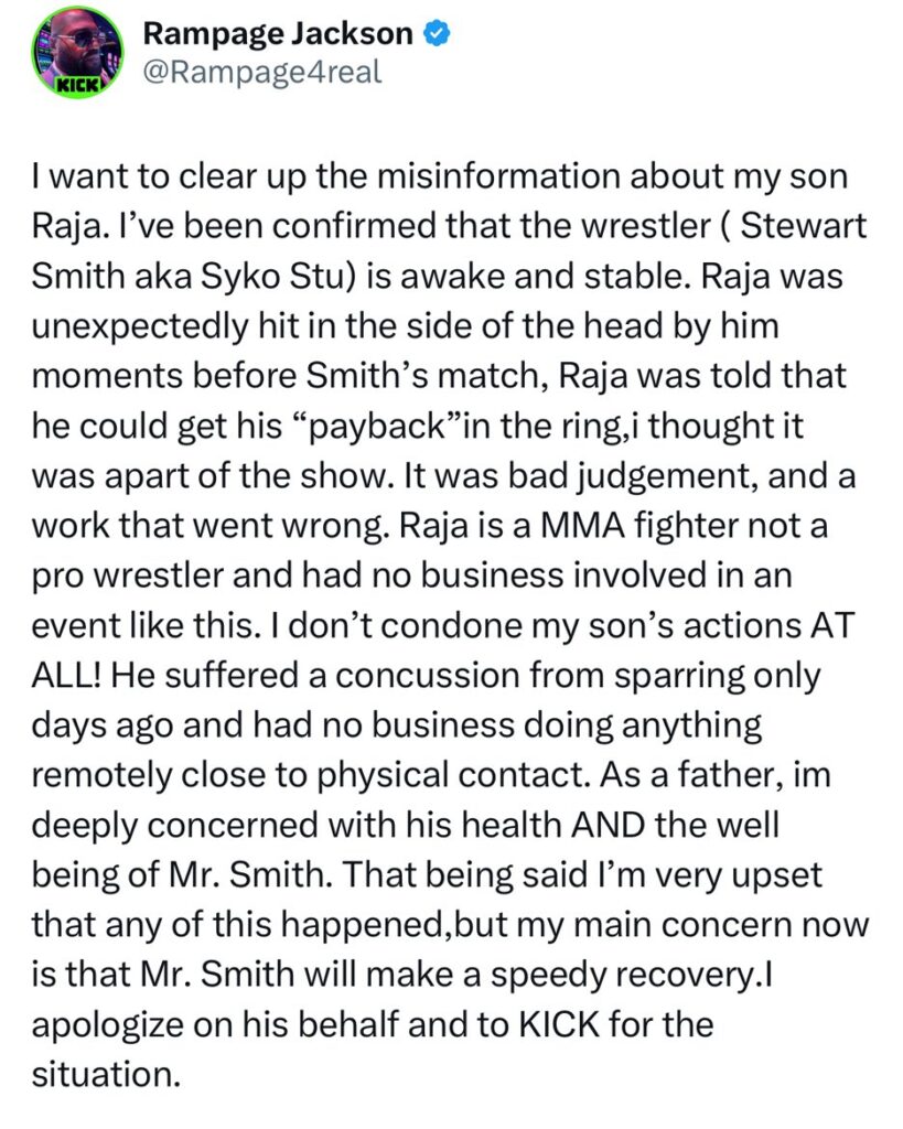 Rampage Jackson’s Son, Raja Jackson, Hospitalizes Wrestler During California Event - Possibly Deceased 3 Rampage Jackson’s Son, Raja Jackson, Hospitalizes Wrestler During California Event - Possibly Deceased