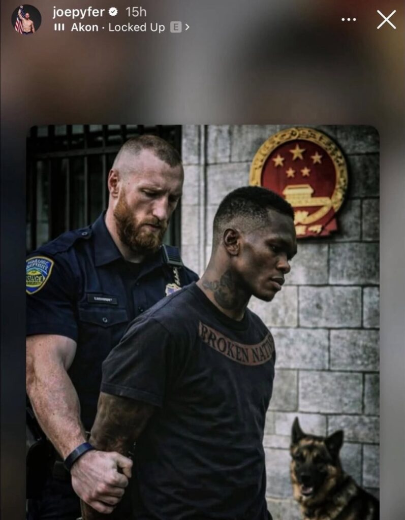 Joe Pyfer Israel Adesanya cop arrest