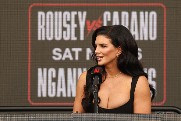 Gina Carano speaks during a pre-fight press conference