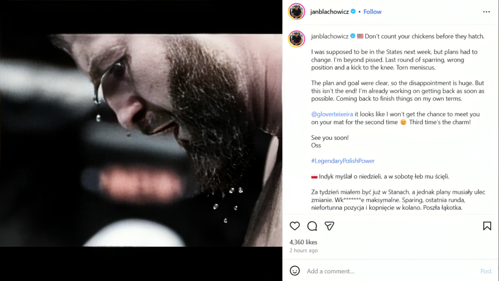 Jan Blachowicz out of rematch against Bogdan Guskov at UFC 328 due to injury