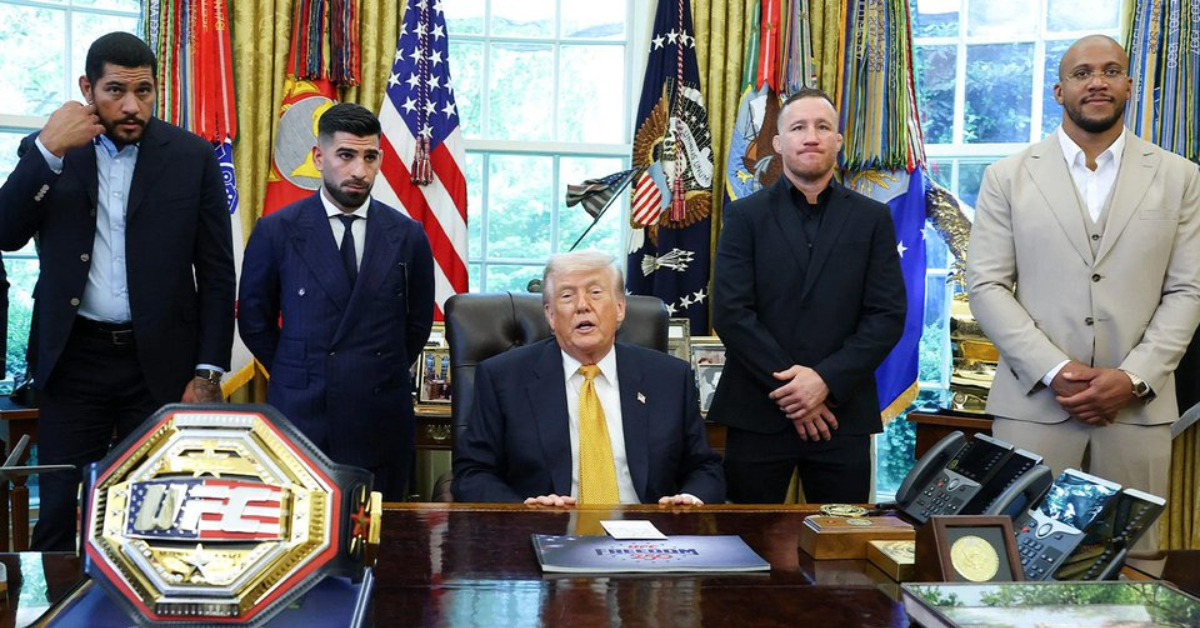 Fans Rip ‘Cringe’ UFC White House Belt After Donald Trump Unveils It With Topuria, Gaethje, Gane, and Pereira