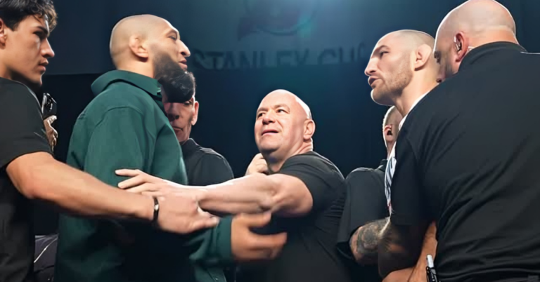 Sean Strickland Furious After "Coward" Khamzat Chimaev Kicks Him During Chaotic UFC 328 Faceoff
