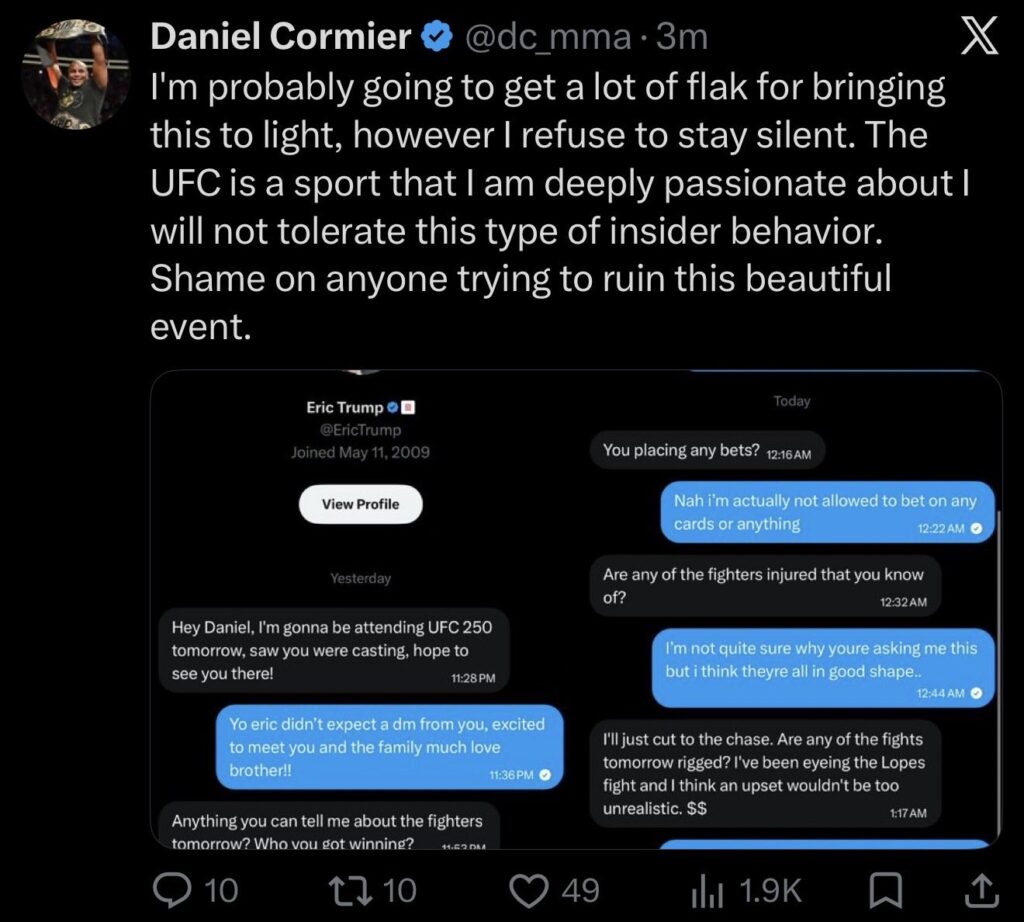 eric trump daniel cormier