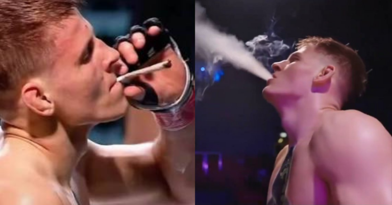 Fighter Celebrates KO By Pulling Joint From Shorts And Lighting Up
